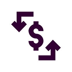 Dollar sign logo with opposing arrows